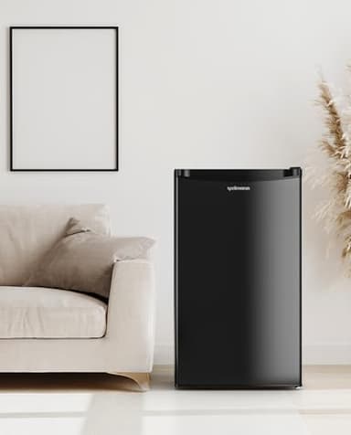 Upstreman 3.2 Cu.Ft Mini Fridge with Freezer, Single Door Mini Fridge, Dorm Fridge, Adjustable Thermostat, Mini Refrigerator for Bedroom, Office, Dorm, Black-BR321 - Image 8