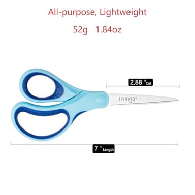 LIVINGO Student Scissors for School: 7 Inch 3 Pack Sharp Pointed Tip Teacher Scissors for Kids Middle High School College Classroom Craft, Comfortable Grip, Right Left Handed, Blue, Green, Yellow - Image 2