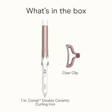 Conair Double Ceramic 1-Inch Curling Iron with Claw Clip, 1-Inch Barrel Creates Classic Curls, Hair Curler for Use on Short, Medium, and Long Hair, White/Rose Gold - Image 9