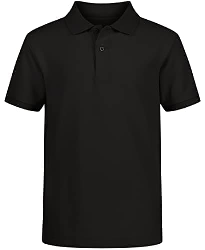 Nautica Boys' School Uniform Short Sleeve Pique Polo, Black, Large (14/16) Husky - Image 1