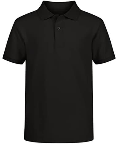 Nautica Boys' School Uniform Short Sleeve Pique Polo, Black, Large (14/16) Husky - Image 1
