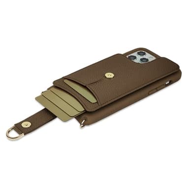 Vaultskin Victoria Crossbody iPhone Leather Wallet Case, Fashionable Bumper for Cards and Cash - Holds up to 8 Cards (Brown - Chain Strap, iPhone 12/12 Pro) - Image 3