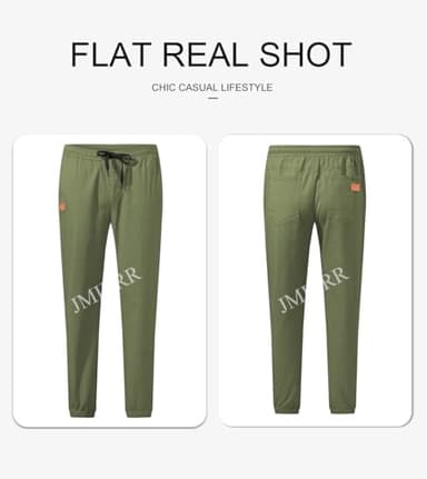 JMIERR Mens Casual Joggers Pants - Cotton Drawstring Chino Cargo Pants Twill Track Jogging Sweatpants Travel Essentials with Pockets, S, Light Green - Image 4