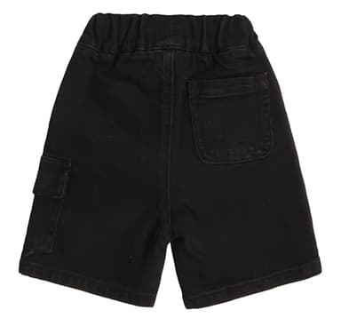 KIDSCOOL SPACE Kids' Denim Shorts,Ribbed Elastic Waist with String Summer Jeans Half Cargo Jeans, Black,11-12 Years - Image 2
