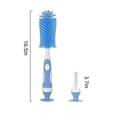 Chemimoso Multifunctional Cleaning Brush, Baby Bottle Brush, Bottle Brush Cleaner, Rotate The Suction Cup to Obtain The Small Bristle Brushes, Set Z, Pink, Silicone and Nylon Brush - Image 3