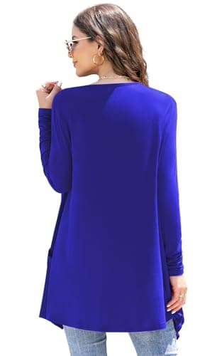 Veryoung Lightweight Cardigans for Women Long Sleeve Soft Open Front Cardigan with Pockets,Royal Blue,Large - Image 4