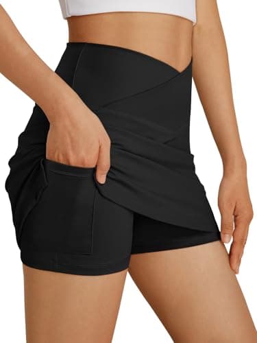 AUTOMET Womens Tennis Skirts with Shorts Underneath Mini Athletic Golf Skorts 2025 Workout Summer Outfits with Pockets Black XL - Image 1