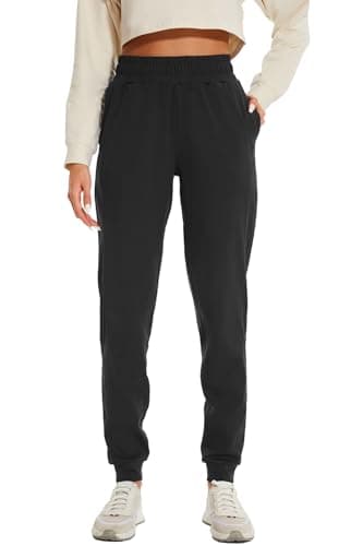 HOdo 32"/34"/36" Inseam Womens Tall Sweatpants Fleece Lined Long Joggers Workout Pants with Pockets Black - Image 1