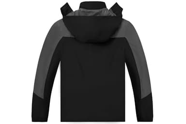 TEZO Mens Rain Jacket Waterproof with Hooded Hiking Coat Lightweight Windbreaker(BK/GY XL) - Image 3