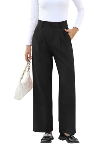 NIMIN Office Work Pants for Women High Waisted Dress Pants Straight Leg Business Casual Pants Trousers with Pockets Black Small - Image 3