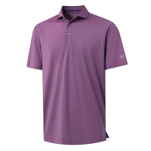 MAELREG Men’s Polo Shirts Short Sleeve Quick Dry Performance Lightweight Pinstriped Collared Polo Shirt for Men - Image 1