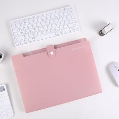 SKYDUE 8 Pockets Expanding File Folders, Accordion Folders, Portable Paper Bill Receipt Organizer, Letter Size, Home College School Office Supplies, Pink - Image 2