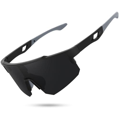 STORYCOAST Polarized Sports Sunglasses for Men Women Fishing Cycling Bike Running Sun Glasses UV Protection Matte Black Frame/Gray Lens - Image 1