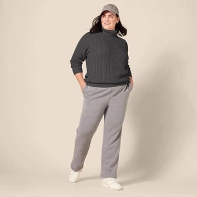 Amazon Essentials Women's Fisherman Cable Turtleneck Sweater (Available in Plus Size), Charcoal Heather, Small - Image 8