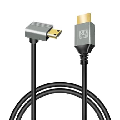 GELRHONR 8K Mini HDMI to HDMI Cable, 90 Degree Mini HDMI Male to HDMI Male 48Gbps High Speed Support 8K@60Hz Video4K@144Hz for Camera, Camcorder HDTV Laptop (UP Angle 1M) - Image 1