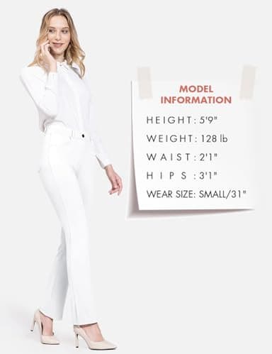 baleaf Womens White Dress Pants Yoga Work Pants Pull On Slacks Petite Business Casual Office Trouser Pockets 31" White ST - Image 5