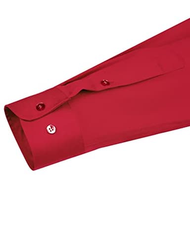 J.VER Men's Dress Shirts Solid Long Sleeve Stretch Wrinkle-Free Formal Shirt Business Casual Button Down Shirts Bright Red Small - Image 5