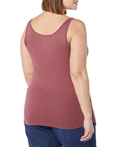 Amazon Essentials Women's Slim-Fit Thin Strap Tank Top, Pack of 2, Black/Plum, XX-Large - Image 4