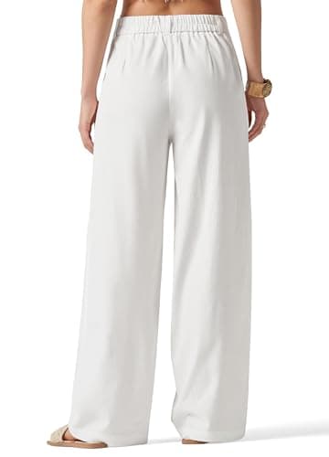 Willit Women's Pants Wide Leg Pants Work Dress Casual Slacks Business Pants with Pockets 29" White M - Image 2