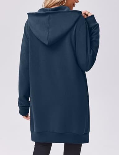 Zeagoo Women's Long Zip Up Hoodie Plus Size Hoodies Spring Fall Sweatshirts Thick Sherpa Lined Fleece Jackets Royal Blue X-Large - Image 5