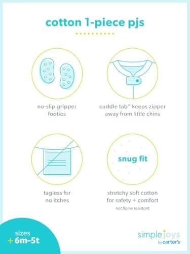 Simple Joys by Carter's Girls' 3-Pack Snug Fit Footed Cotton Pajamas, Ballerina/Bees/Moon, 12 Months - Image 6