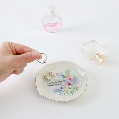 HOME SMILE Friend Chritian Gifts for Women Jewelry Ring Dish Tray with Dynamic Butterfly&Flower Pattern Shifts,A Sweet Friendship Refresh The Soul-Best Friend BFF Birthday Graduation Retirement Gifts - Image 3