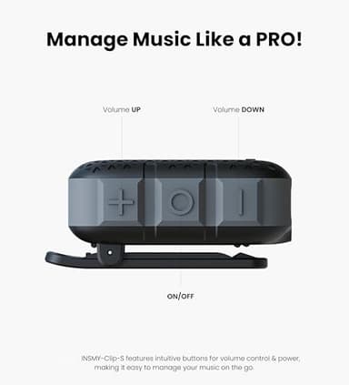 INSMY Wearable Bluetooth Speakers,IP67 Waterproof,Clip-On Portable Small Personal Speaker/Clean Sound/Stereo Pair/Wireless 5.4/ENC Built-in Mic/Lightweight for Outdoor Golf Work Pool (Black) - Image 7