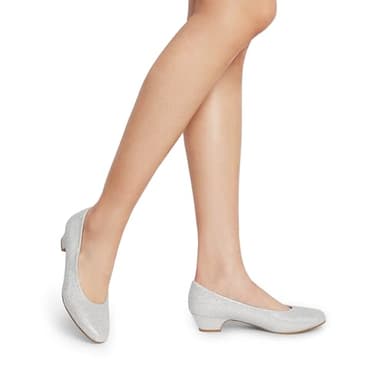 DREAM PAIRS Women's Mila Low Chunky Heel Pump Shoes,Size 6,Silver/Glitter,Mila - Image 5