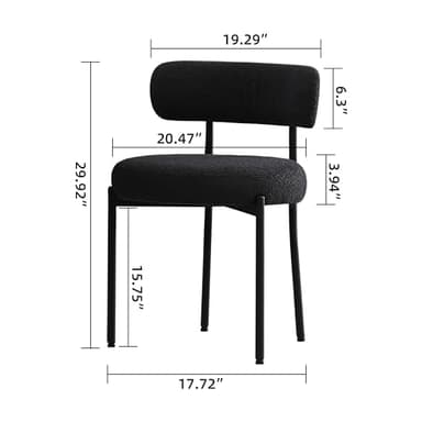 DYHOME Black Boucle Dining Chairs Set of 4, Modern Upholstered Dining Chairs with 4" Thick Cushion and Sturdy Metal Legs for Dining Room, Kitchen - Image 2