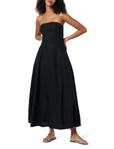 The Drop Women's Carlota Strapless Linen Maxi Dress, Black, M - Image 1