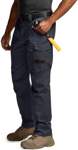 CQR Men's Quick Dry Work Pants, Water Resistant Outdoor Tactical Pants, Lightweight Stretch Cargo Hiking Pants, Work Pants Police Navy, 30W x 32L - Image 1