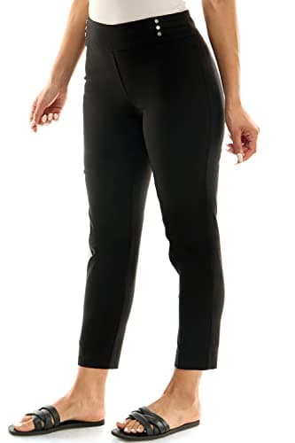 Zac & Rachel Women's Pull on Ankle Pant with Faux Back Pockets, Black, S - Image 1