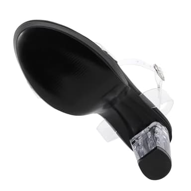 ZriEy 4-Inch Platform Clear High Heels for Women Block Chunky Heeled Sandals Open Toe Ankle Strap Heels Wedding Party Evening Prom Dress Pump Sandals Shoes Black Clear Size 5 - Image 4