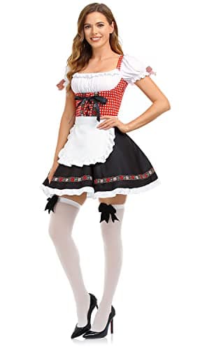 HiZiTi Oktoberfest Costumes Women Dirndl Dresses 2Pcs German Dresses for Oktoberfest Festival Bavarian Costume Beer Carnival S - Image 2