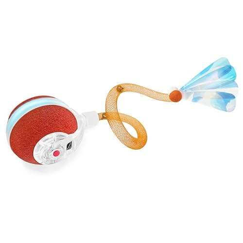 Jkanti Interactive Cat Toys for Indoor Cats,The 3rd Generation Agile Moving Cat Ball with Elastic Mesh Tail,Automatic Kitten Toys for Bored Indoor Adult Cats,Motion Activated (Orange) - Image 1