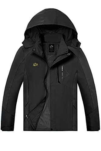 TEZO Mens Rain Jacket Waterproof with Hooded Hiking Coat Lightweight Windbreaker(BK/BK 2XL) - Image 1