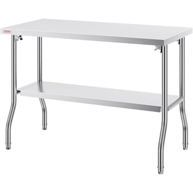 VEVOR Commercial Worktable Workstation 48 x 24 Inch Folding Commercial Prep Table, Heavy-duty Stainless Steel Folding Table with 772 lbs Load, Kitchen Work Table, Silver Stainless Steel Kitchen Island - Image 9