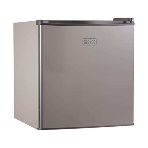 BLACK+DECKER 1.7 Cu. Ft. Compact Refrigerator, ENERGY STAR Certified, Single Door Mini Fridge with Chiller Compartment, Personal Fridge for Home or Dorm Room, R600a Refrigerant, BCRK17V,Stainless Look - Image 1