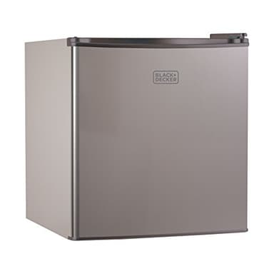 BLACK+DECKER 1.7 Cu. Ft. Compact Refrigerator, ENERGY STAR Certified, Single Door Mini Fridge with Chiller Compartment, Personal Fridge for Home or Dorm Room, R600a Refrigerant, BCRK17V,Stainless Look - Image 1