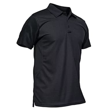 MAGCOMSEN Black Polo Shirts for Men Golf Shirts Pique Polo Shirts Short Sleeve Combat Shirt Tactical Shirt L - Image 1