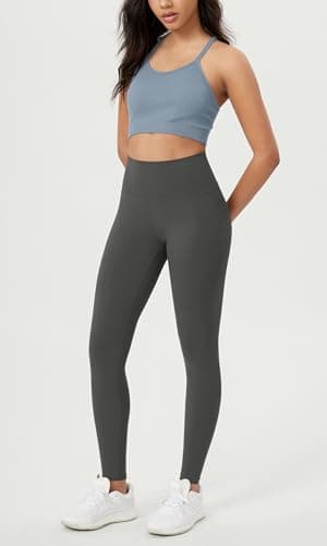 ODODOS Buttery Soft Lounge Yoga Leggings for Women Full Length 28" High Waist Yoga Pants, Charcoal, Small - Image 4