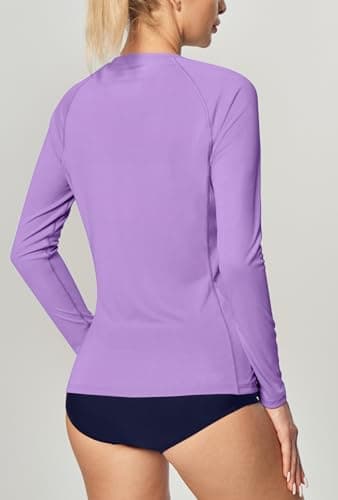 IUGA Rash Guard for Women UPF 50+ SPF UV Protection Long Sleeve Workout Tops with Pockets Dry Fit Hiking Swim Shirt Purple - Image 2