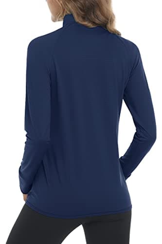MAGCOMSEN Women's Lightweight Athletic Jacket Zipper Running Shirts Quick Dry Long Sleeve Sun Protection Shirts Navy M - Image 3