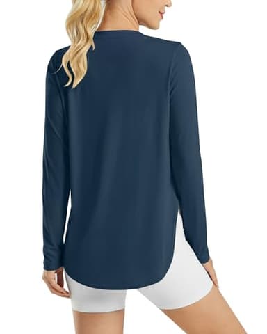 G4Free Women's Long Sleeve UV Shirts UPF 50+ Hiking Running Lightweight Athletic T-Shirt for Workout Gym(Navy,XL) - Image 6