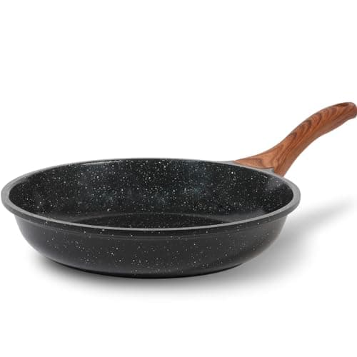 ESLITE LIFE Nonstick Ceramic Frying Pan Skillet, Non-Toxic Egg Omelette Kitchen Cooking Pans Compatible with All Stovetops (Gas, Electric & Induction), PTFE & PFOA Free (Black, 8'') - Image 1