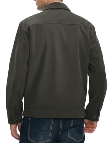 Rdruko Mens Lightweight Casual Jacket Full Zip Laydown Collar Golf Outdoor Work Jackets with Zip Pockets Deep Grey M - Image 3