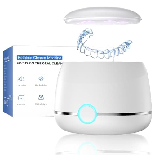 Midomi Ultrasonic Retainer Cleaner, 45kHz Denture Cleaner Machine, 5min and 10min Modes with Rechargable Top Cover, 200ml Dental Cleaning Pod, MouthGuard Cleaner for Aligner NightGuard Jewelry(White) - Image 1