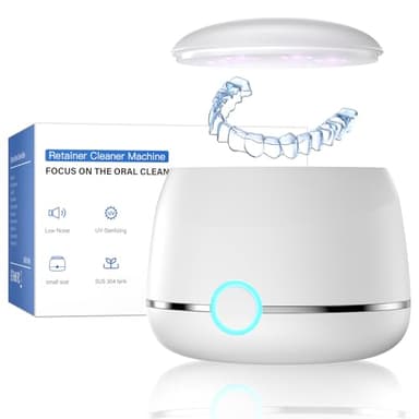 Midomi Ultrasonic Retainer Cleaner, 45kHz Denture Cleaner Machine, 5min and 10min Modes with Rechargable Top Cover, 200ml Dental Cleaning Pod, MouthGuard Cleaner for Aligner NightGuard Jewelry(White) - Image 1