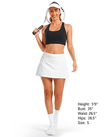 Stelle Women Tennis Golf Skirts High Waisted with Inner Shorts for Athletic Workout Sports Skorts Running Pickleball (WT, M) White - Image 5