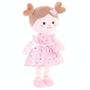 Onetoo First Baby Dolls Plush Rag Doll Soft Baby Toy Girls Sleeping Cuddle Buddy Doll Wear Pink Dress 14" - Image 10